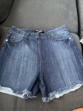 Judy Blue Indigo Frayed Hem Denim Shorts